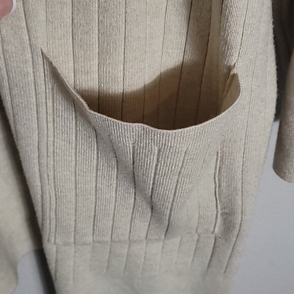 Lulus Ribbed Knit Cardigan Size L Cream Ivory Pockets Chunky Knit Coastal Lagen - Picture 7 of 13